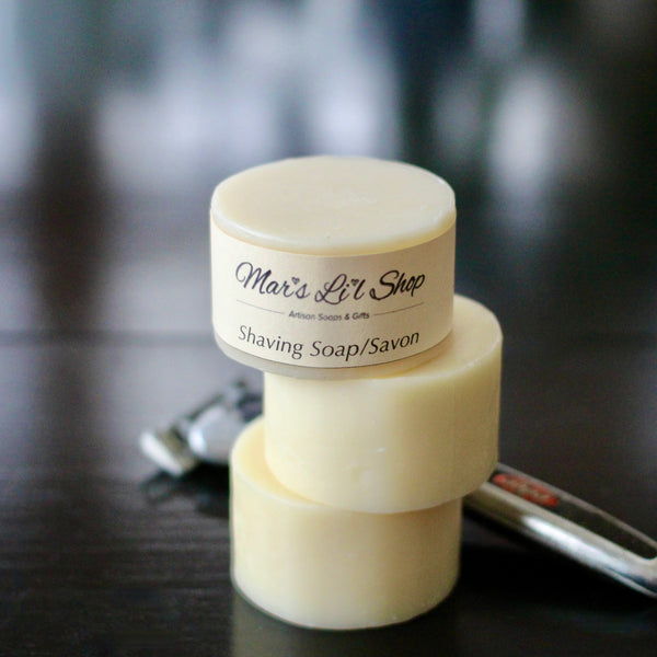 Give up your old can of shaving foam and try a biodegradable, no waste shaving bar.  With a good "slip", the castor oil and rich butters in this recipe make it a bubbly, creamy, moisturizing all natural bar that is great for shaving.  Suitable for the gents & the ladies.